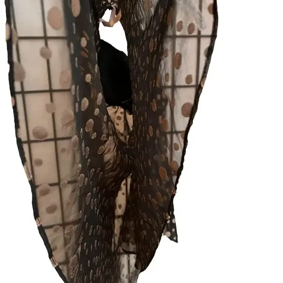 Belle Nuit Polka Dot Sheer Black Nightgown Intimates Sz Large - Picture 7 of 7